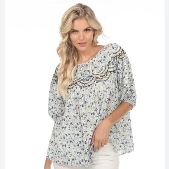 Johnny Was Tatiana Floral Top Blouse Embroidered Peasant Cottage XL - Picture 3 of 12